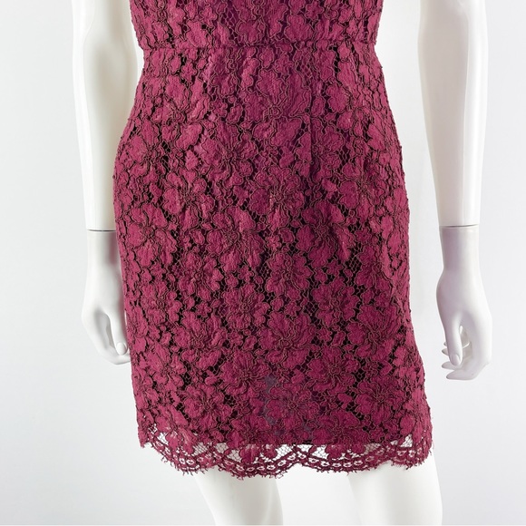 Sandro Paris Size 1 US S Burgundy Red ROMIE Lace Mini Dress with Open Back - Picture 7 of 15